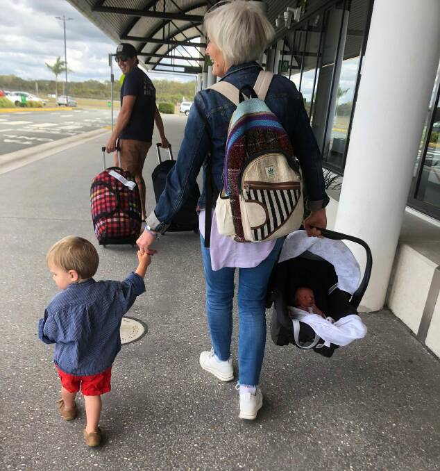 Doris Schwenn was reunited with her grandchildren Oliver and Matilda when she flew into Port Macquarie from Germany on November 16. Picture: Friederike Crowe. 