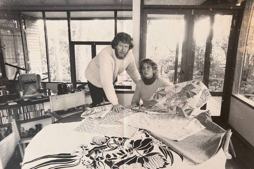 Ian Bailey and Annie Georgeson working together on designs and prints. Picture supplied by the Georgeson family. 