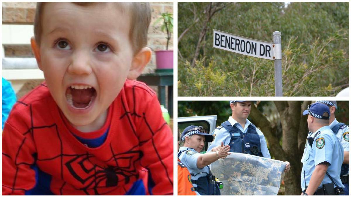 William Tyrrell disappeared from Beneroon Drive, Kendall in 2014. He was wearing a spiderman suit. 