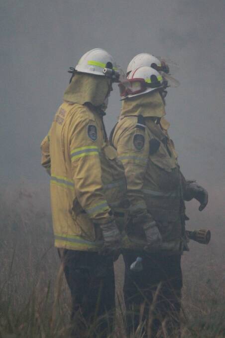 Firefighters at the Lindfield Park fire. Photo: NSW Rural Fire Service - Mid Coast District. 