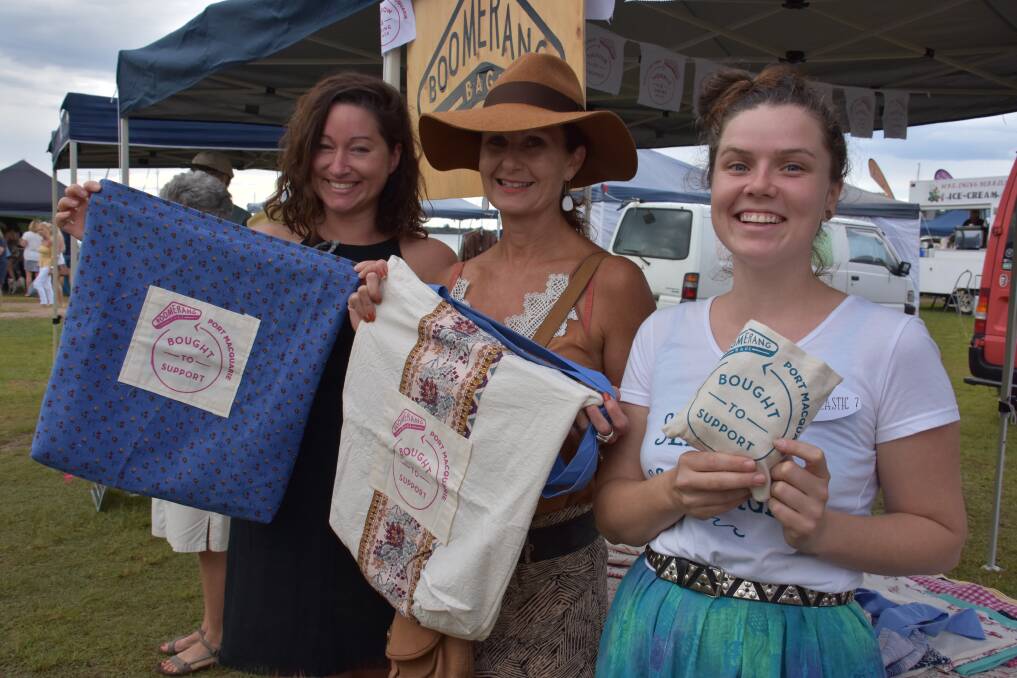 Plastic free: Port Macquarie Foreshore Market committee Bridget Purtill, Necia Waghorn and Rhiannon Simmonds. The markets will go plastic free as of July. 