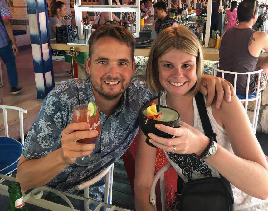 Strong bond: Brett Wagstaff and Ellie Mugiven travelled to Bali together. Photo: supplied. 