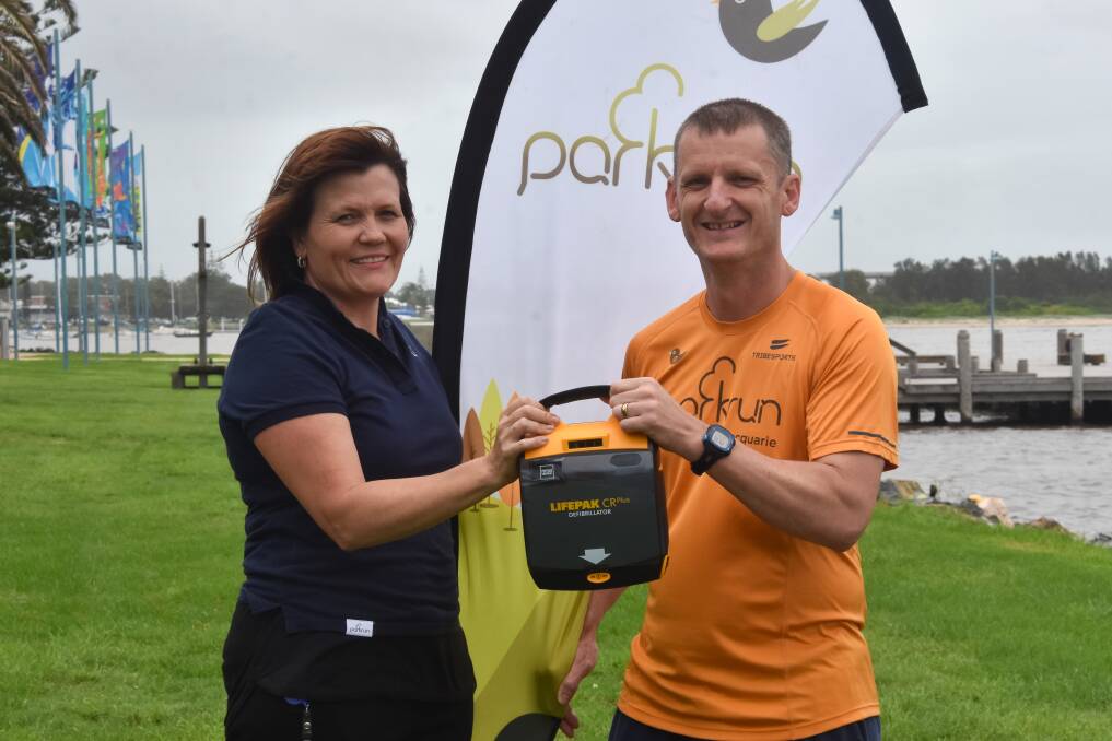 Vital device: Event directors of parkrun Sue Fitzgerald and Keith Robinson thanked  community members for raising $2000 so the event can have access to a defibrillator. 