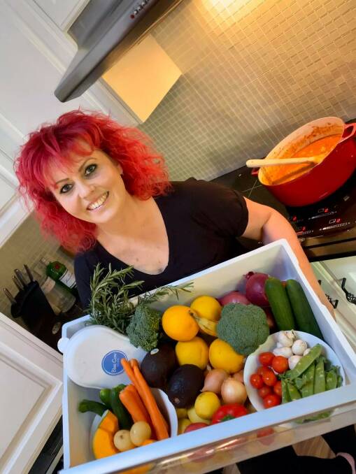 Port Macquarie's Renae Sandell with her delivered produce from local businesses. Photo: supplied. 