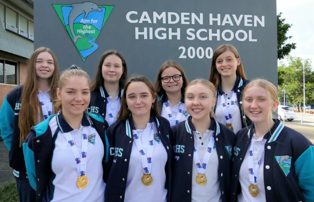 High achievers: Students from Camden Haven High School are still on a high after winning state gold for volleyball. Photo: supplied. 