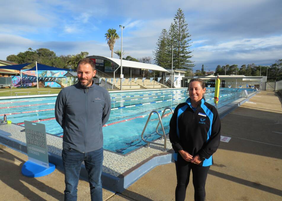 Popular pool: Port Macquarie-Hastings Council's group manager Liam Bulley and BlueFit centre manager Jodie Buttsworth.