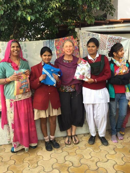 Kits received: Emma Heath visited India in January to deliver Days for Girls packages to women. The group is holding a fundraiser on April 21. Photo: supplied