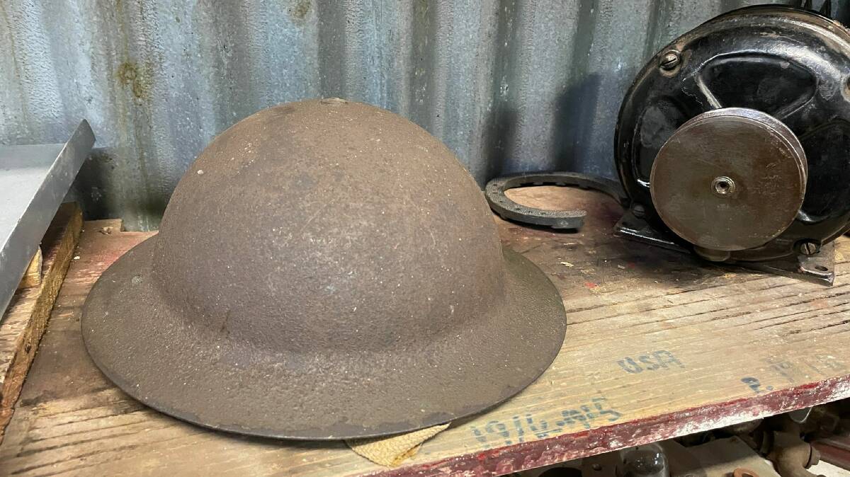 This WW1 hat is displayed in Alan Latimore's Comboyne machinery museum. Picture: Liz Langdale 