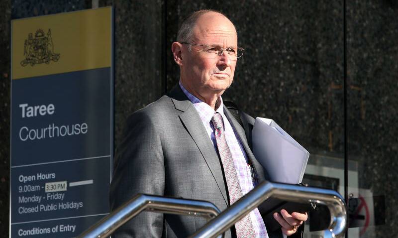 Counsel assisting the Coroner, Gerard Craddock arrives at Taree Local Court in Taree, Monday, August 19, 2019. (AAP Image/Peter Lorimer)