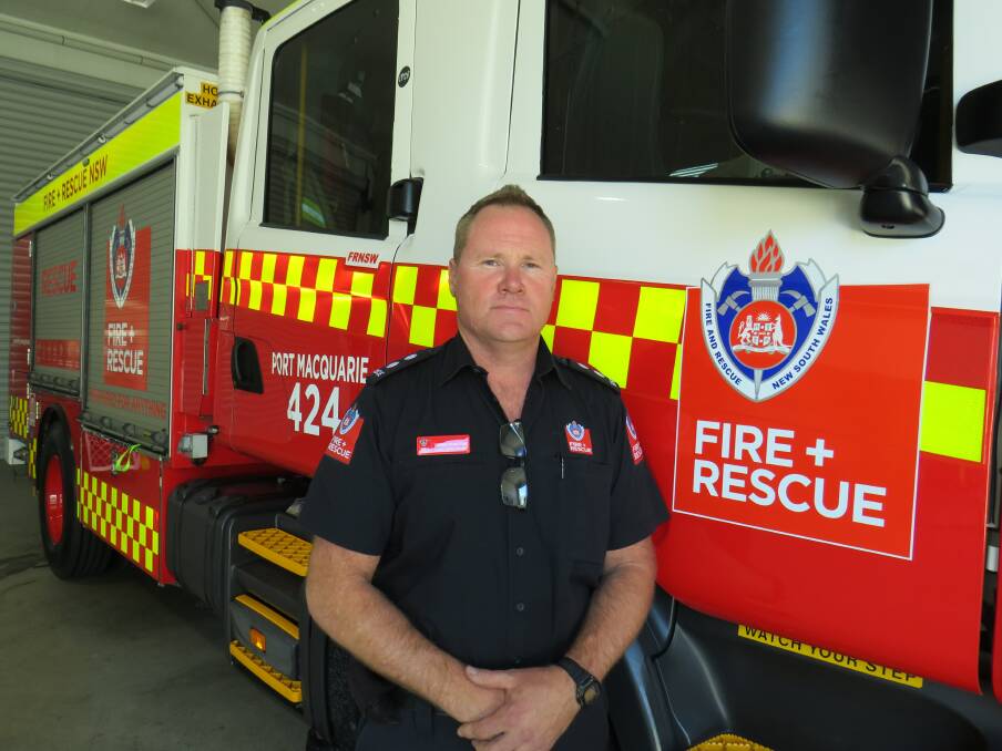 On the frontline: Fire and Rescue NSW Port Macquarie acting station officer Derek Stratton.