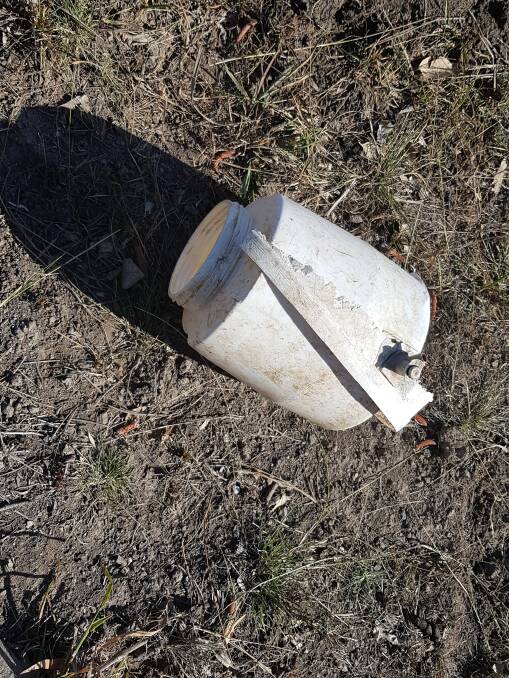 The water container after it was removed from the kangaroo's head. Photo: supplied. 