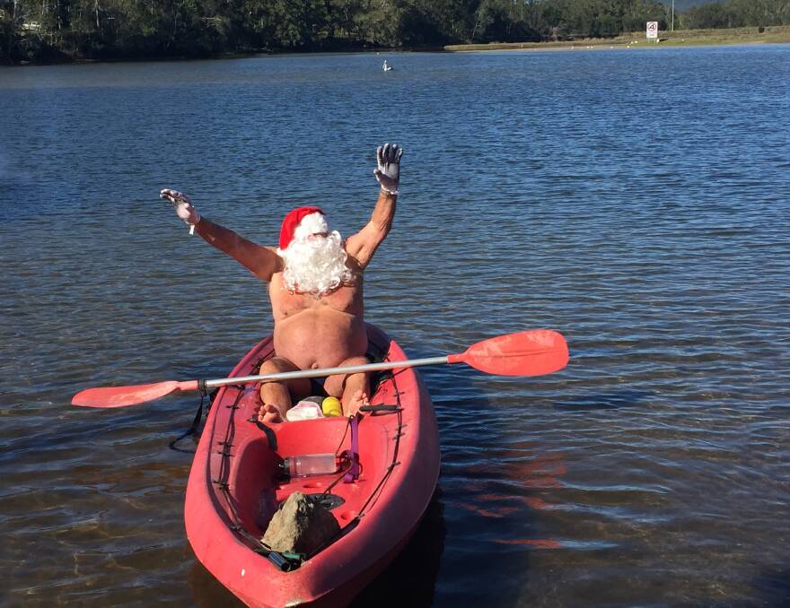 Santa is back making waves on the lake | video