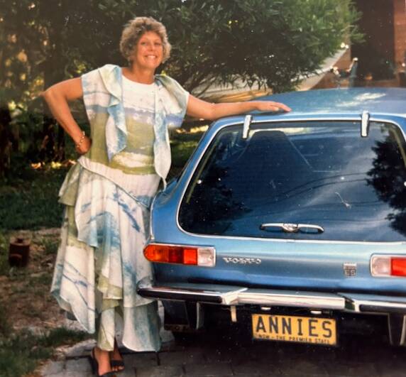 Annie Georgeson with her Volvo Station Wagon. Picture supplied by the Georgeson family. 