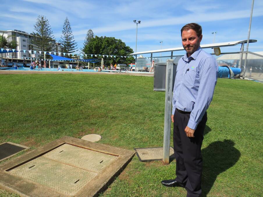 Port Macquarie-Hastings Council's group manager Liam Bulley at the well near the 25m pool. 