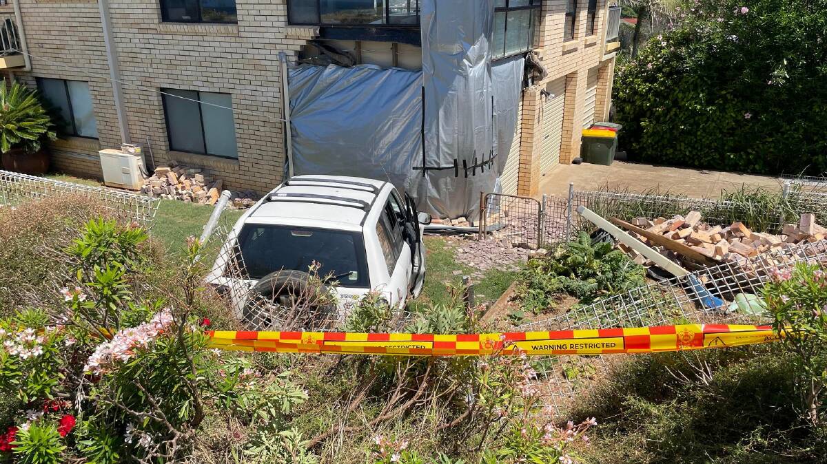 The vehicle went through a fence and crashed into the house on Lighthouse Road. Picture by Liz Langdale 