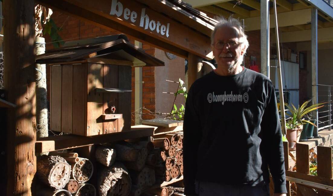 Jim Marchment established a bee hive hotel in his backyard. 