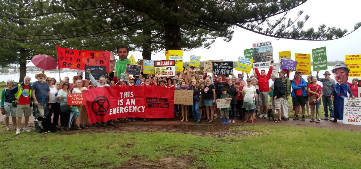 Attendees at the National Day of Action Climate Change on Town Green, Port Macquarie on February 22. 