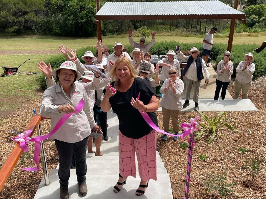 Opening: Friends of Mrs York's Garden president Di Davison and Port Macquarie-Hastings Council Mayor Peta Pinson cut the ribbon to open the staircase to Mrs York's Garden. 