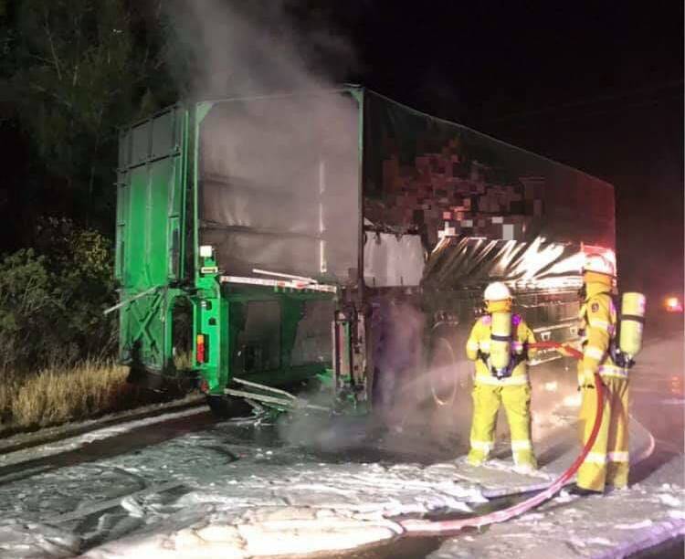 Firies helped put the truck fire out on Monday, August 5. Photo: supplied. 
