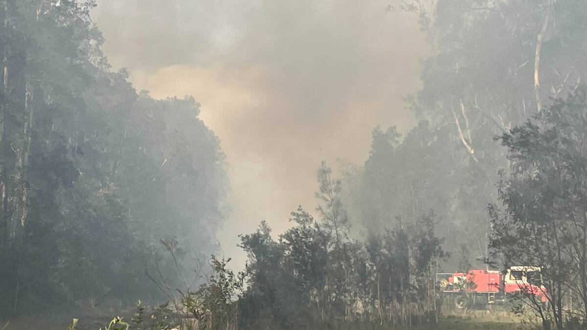The Seale Road fire at Kempsey was out of control over the weekend but was under control by Monday, October 2. Picture supplied by NSW Rural Fire Service Lower North Coast. 