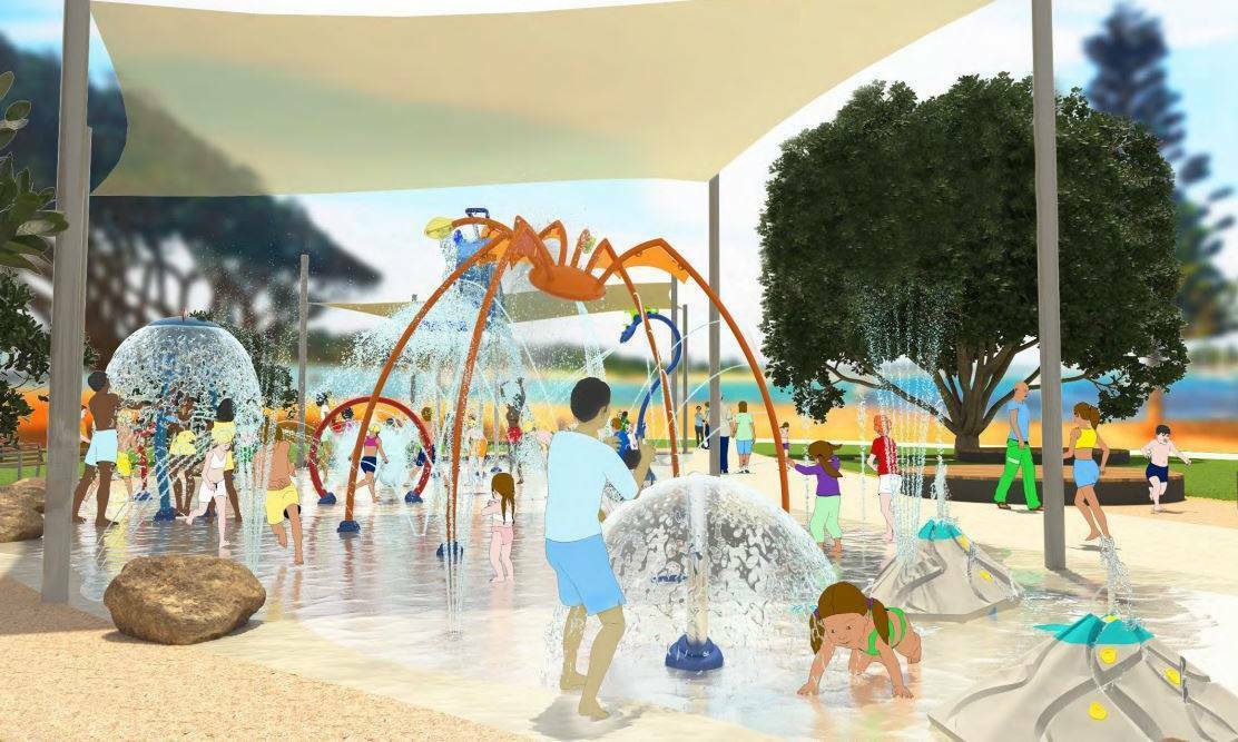 Concept design view of the upgraded park facing north west, to the spider water feature: Picture: Port Macquarie-Hastings Council