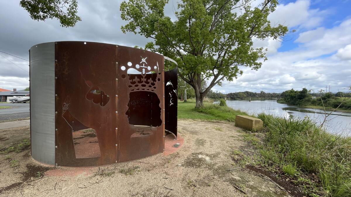 Zoetrope, a striking sculpture that makes up the Wauchope Bicentenary Riverside Sculpture Trail on the riverbank in Wauchope by Stephen Gale. Picture by Lisa Tisdell. 
