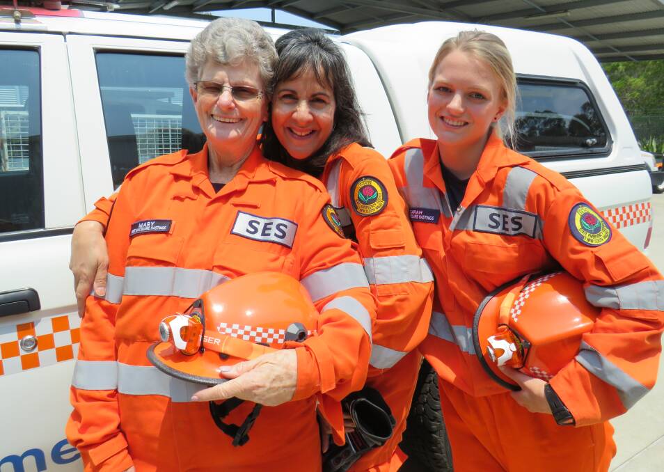 Ladies in orange: Mary Kemsley, Elaine Mason and Sarah Thompson are all members of the NSW State Emergency Service (SES) in Port Macquarie. 
