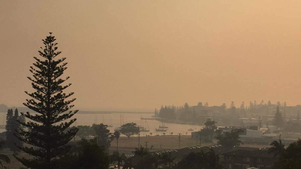 Smoke-laden Port Macquarie on Saturday, November 9. 