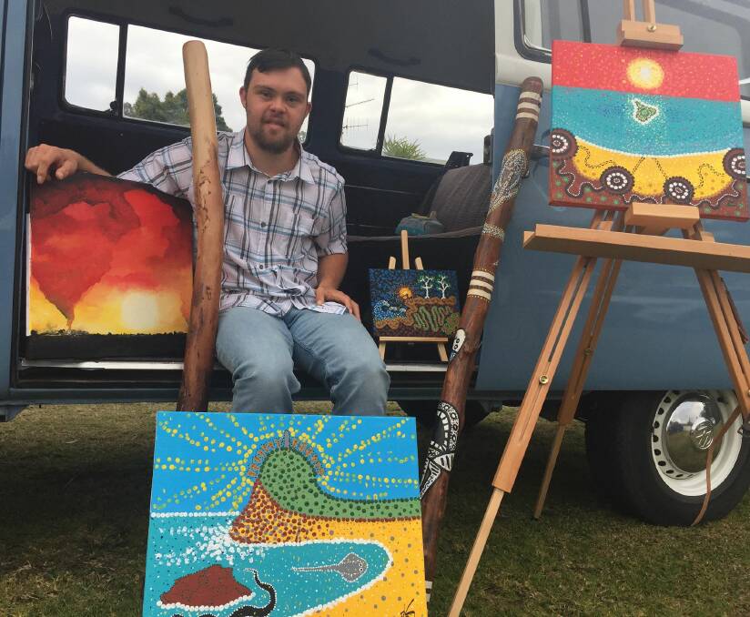 Indigenous connection: Braydon Stevens is proud of his artwork. 