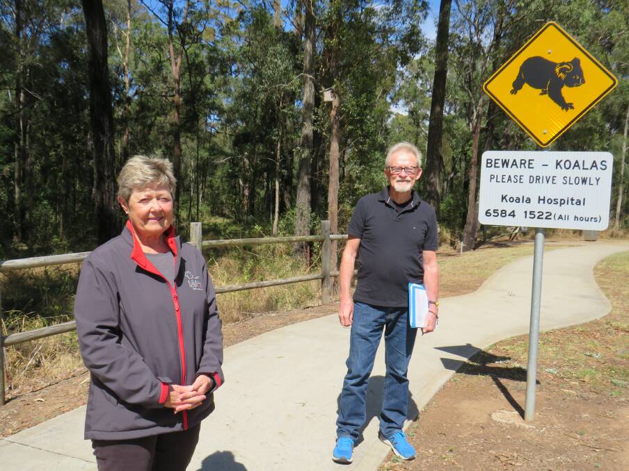 Plea to help koalas: Koala Hospital president Sue Ashton and Port Macquarie resident Tony Williams. 
