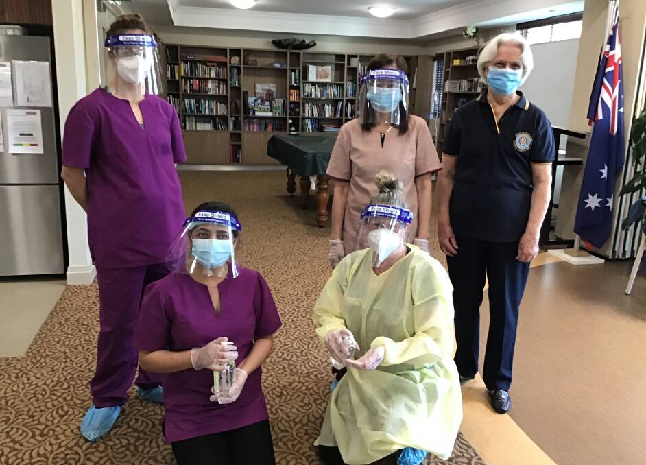 Teamwork: The completed scrubs were delivered to Uniting Mingaletta aged care staff on August 28. Photo: supplied. 