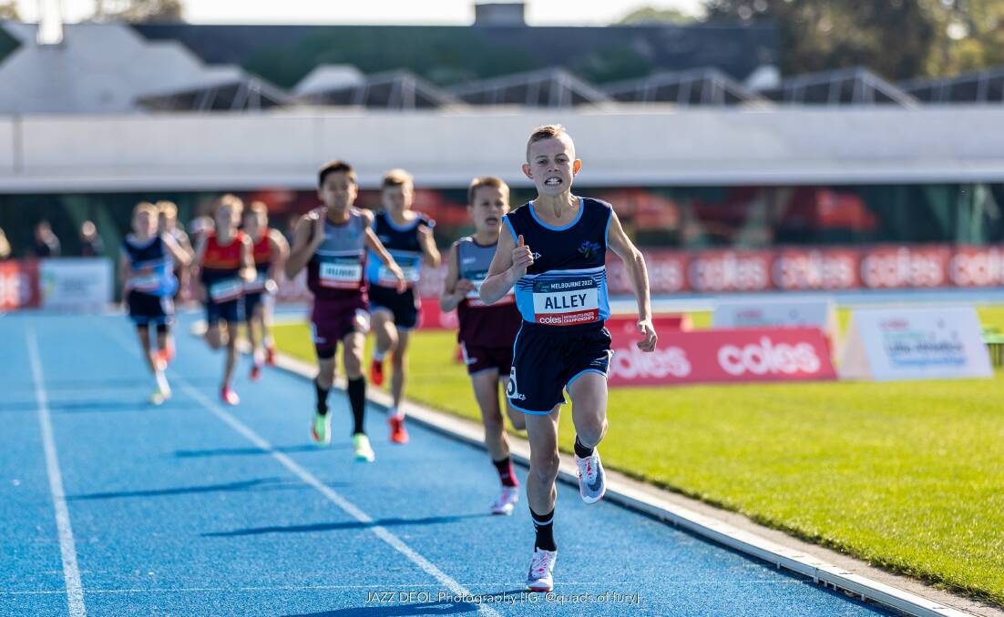 Trent Alley at the Little Athletics Championships in Melbourne. Photo: supplied. 