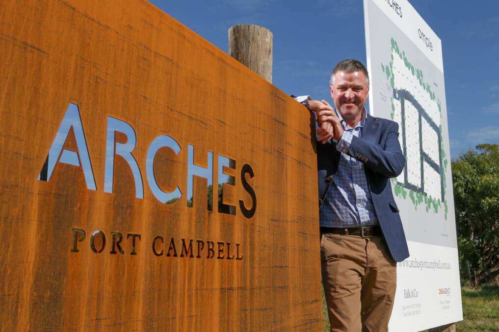 Falk & Co's Gary Attrill at the Arches estate in Port Campbell where blocks were snapped up quickly at the weekend.