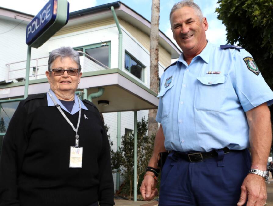 Welcome: New Volunteer in Policing Margaret Holst with crime prevention officer Steve Cherry. Photo: Nashy's Pix.