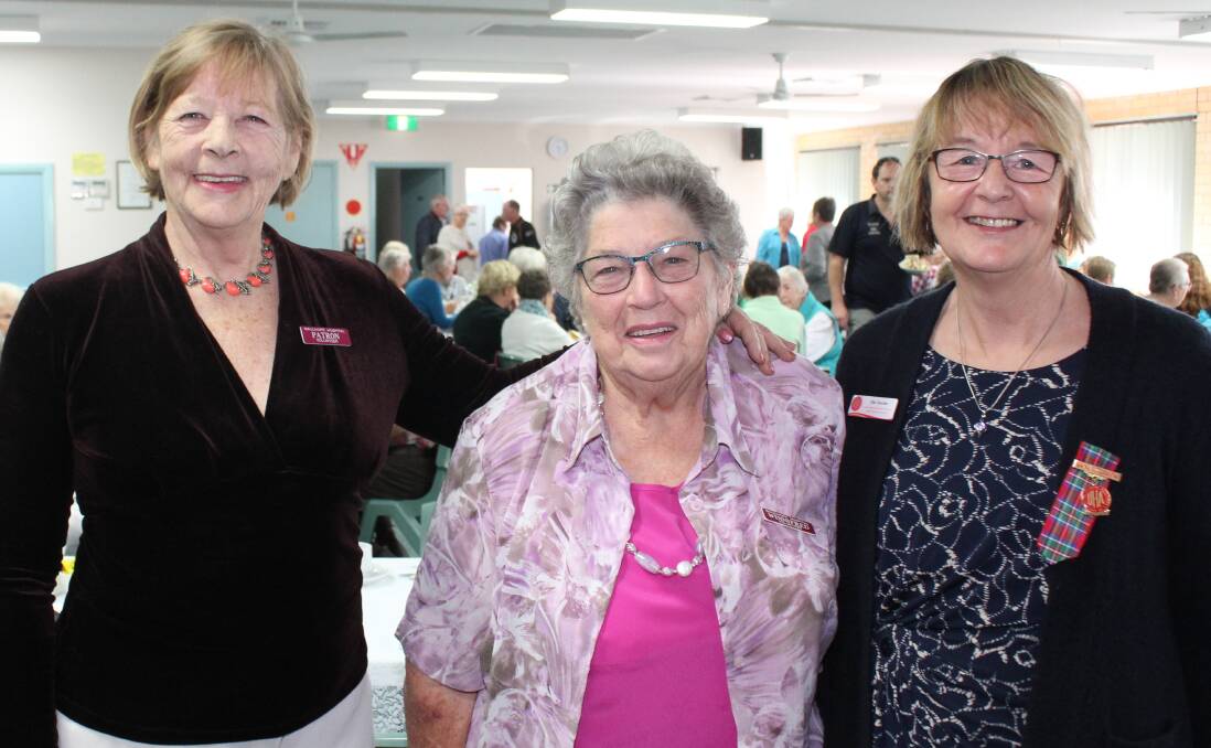 Wauchope Hospital Volunteers President Win Secombe with the group’s Patron, Cr Lisa Intemann (left) and UHA Regional Representative Dee Hunter.