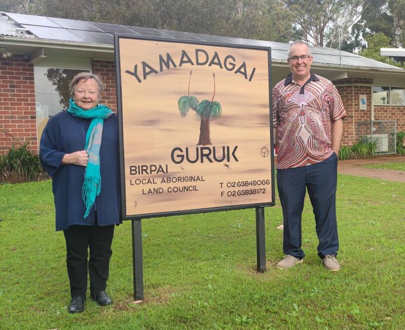 Energy Forever committee member Kerri-ann Jones and Birpai LALC CEO David Carroll represent two community organisations that have benefitted mutually from solar power. EF hopes other local groups will jump on the renewable energy bandwagon.