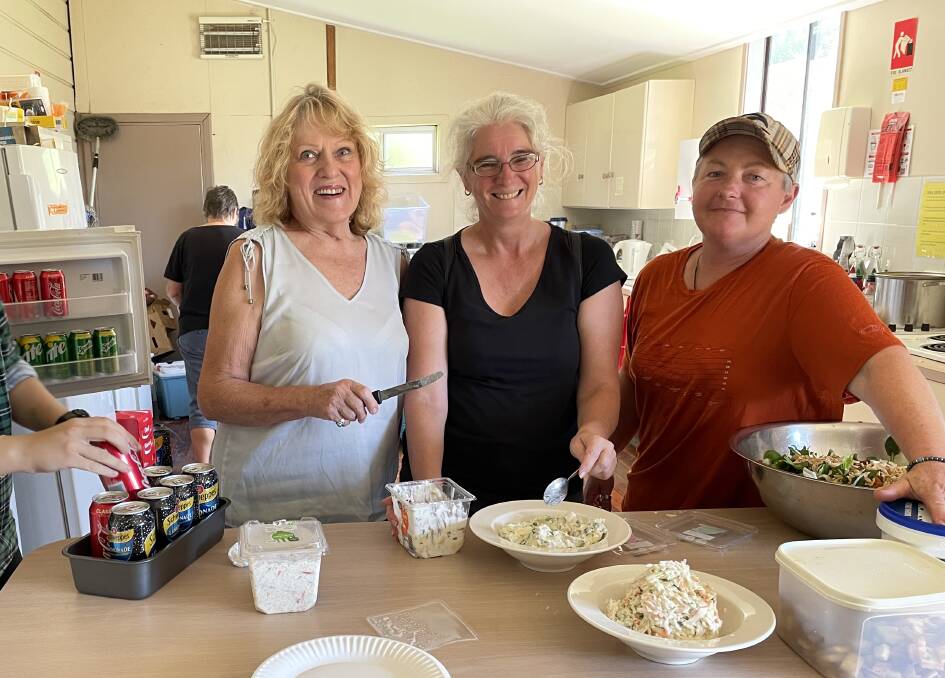 Cooking up a storm: The Telegraph Point Community Hall kitchen crew Sue Pike, Gaylene Codd and chef Rachael Hilton.