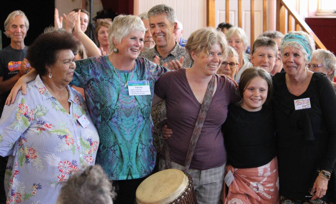 Felicity (second left) one one of the driving forces behind the hughley popular, annual Big Sing by the Sea along with Janice Paulson, Rachel Hore OAM, Isabella Johnson and Lynette Davis.