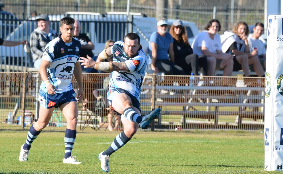  Port City's Josh Hyde puts boot to ball in last season's elimination semi-final. Group Three Rugby League could be start in July.