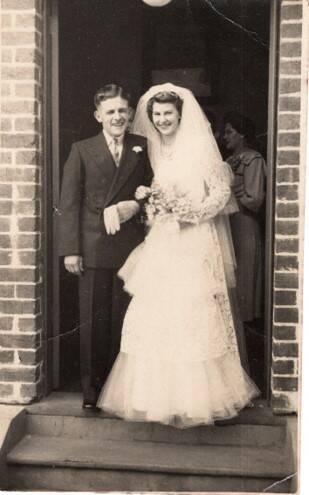 Graham and Ann Andrews of Bundaleer Retirement Village on their wedding day.