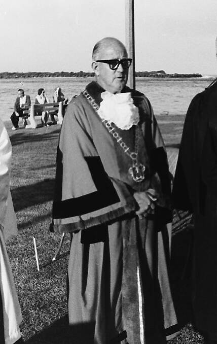 Official: Mayor, Ald. C. C. Adams in his borrowed robes, 1969.