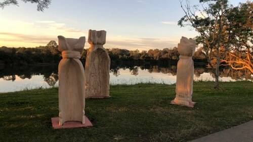Meeting at the River - sculpture installation, Wauchope Riverwalk Sculpture Trail by Antone Bruinsma