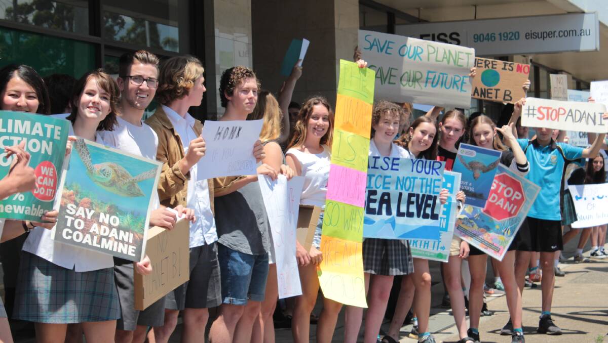 United effort: Hastings students outside Luke Hartsuyker's office as a part of the School Strike for Climate Action.
