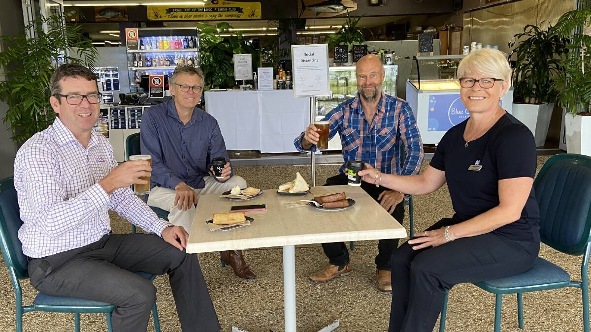 Robert Dwyer, secretary manager LUSC and Kew Country Club; Peter Johnson of Diamond Water Treehouse Retreat, Board of Eco-tourism; Stuart Bate, president Camden Haven Chamber of Commerce and Rachael ONeil, branch manager Regional Australia Bank.