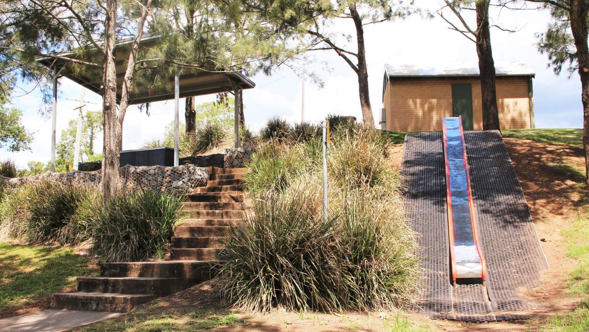 The existing barbecue facilities and slide at Rocks Ferry Reserve.