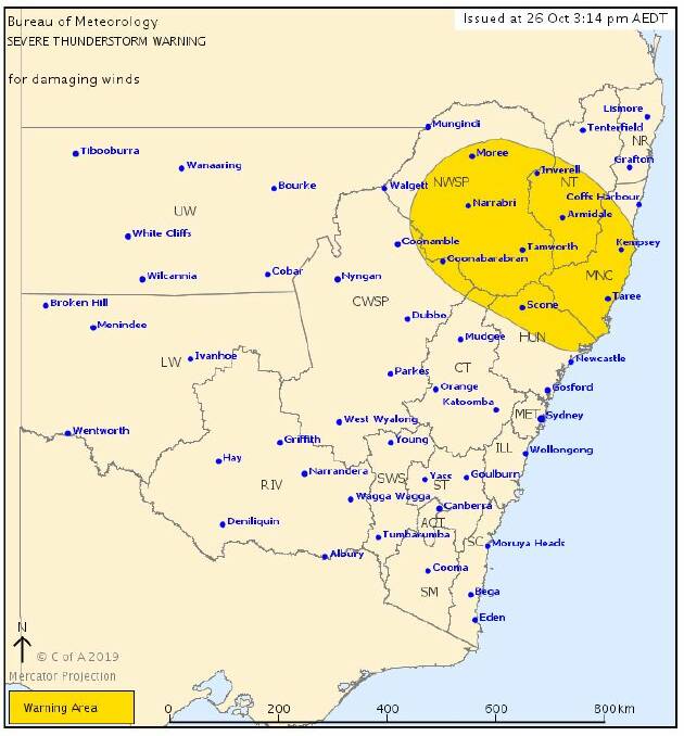 Severe thunderstorm warning issued Saturday, October 26 at 3.15pm.