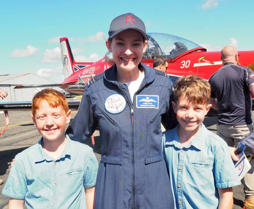 Chris and Cam with Roulette Aimee Heal. Photo: Hastings District Flying Club.