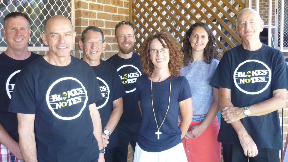 Leigh Morley, John Carroll, Marcus Ludricks, Mark Stewart, Gemma Morley, Jenna Bamborough-Lahey and Dave Nunn. The Blokes Notes supports the Hastings Domestic and Family Violence Specialist Service.