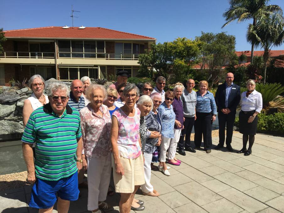 Celebrations: Residents of Governor's Retirement Resort with Beverly Smith executive general manager, Brett Lafranchi general manager and Margaret Adams general manager Port Macquarie.