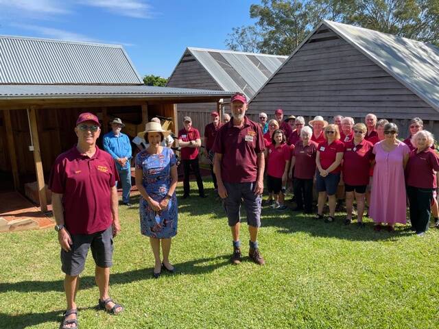 Stephen Ringe, Douglas Vale Historic Homestead and Vineyard vice president with Member for Port Macquarie Leslie Williams, president David Horn and volunters at the newly opened archive building on the vineyard grounds.